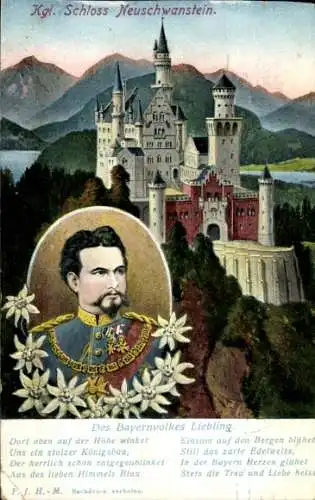 Ak Hohenschwangau, König Ludwig II. von Bayern, Schloss Neuschwanstein