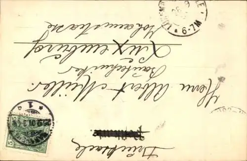 Litho Mannheim in Baden, Paradeplatz, Glücksklee