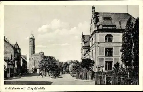 Ak Bamberg in Oberfranken, St. Ottokirche, Luitpoldschule