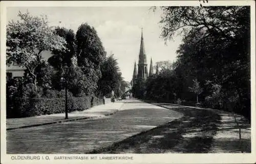 Ak Oldenburg im Großherzogtum Oldenburg, Gartenstraße, Lambertikirche