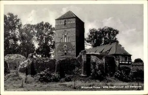 Ak Wittstock Dosse, Alte Stadtmauer mit Amtsturm