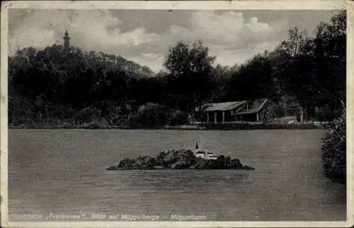 Ak Berlin Köpenick, Müggelberge, Gaststätte Teufelssee, Müggelturm