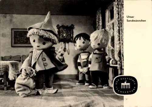 Ak Unser Sandmännchen, Sandmann, DDR Kinderfernsehen, Besuch, Sack, S 20/63