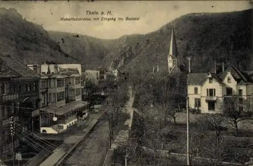 Ak Thale im Harz, Hubertusstraße, Eingang ins Bodetal