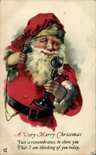 Ak Frohe Weihnachten, Weihnachtsmann, Telefon