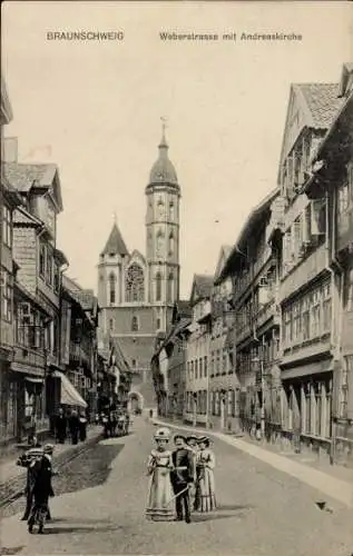 Ak Braunschweig in Niedersachsen, Weberstraße, Andreaskirche