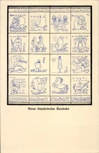 Künstler Ak Karl Arnold, Neue flandrische Kacheln, Liller Kriegszeitung, Propaganda 1. WK