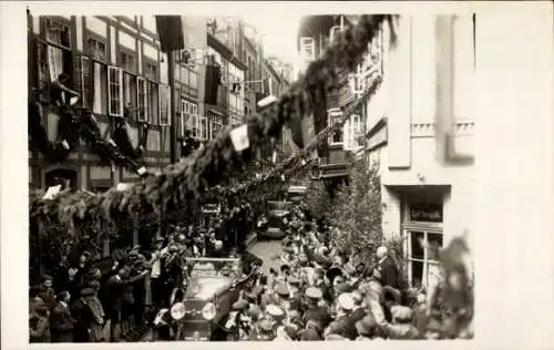 Foto Ak Anderten Hannover, Hafenweihe 20. Juni 1928, Hindenburgs Rundfahrt