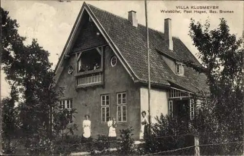 Ak Wulsbüttel Hagen im Bremischen Niedersachsen, Villa Klusmeyer, Frauen im Garten