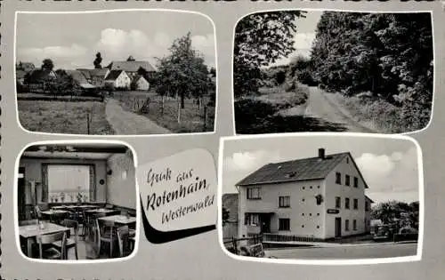 Ak Rotenhain Rotzenhahn im Westerwald, Gasthof Pension Benner, Straßenpartie