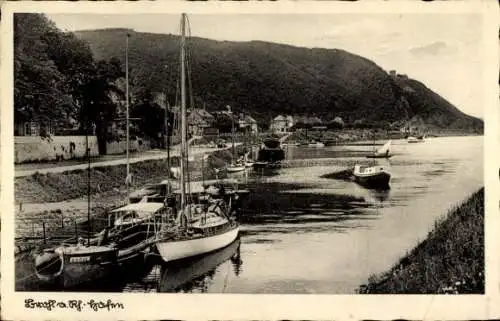 Ak Brohl am Rhein, Hafen, Boote