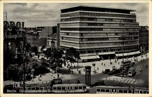 Ak Berlin Tiergarten, Potsdamer Platz, Columbushaus, Straßenbahn