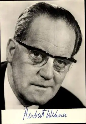 Ak Stellvertretender Vorsitzender der SPD, Herbert Wehner, Portrait, Autogramm