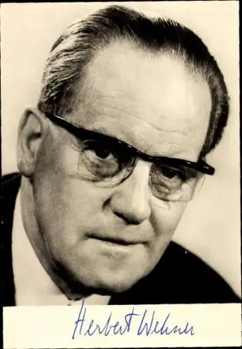 Ak Stellvertretender Vorsitzender der SPD, Herbert Wehner, Portrait, Autogramm