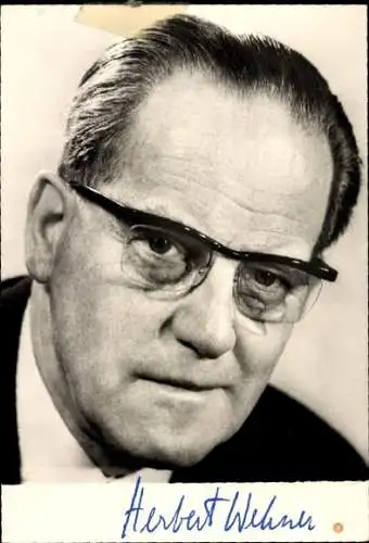 Ak Stellvertretender Vorsitzender der SPD, Herbert Wehner, Portrait, Autogramm