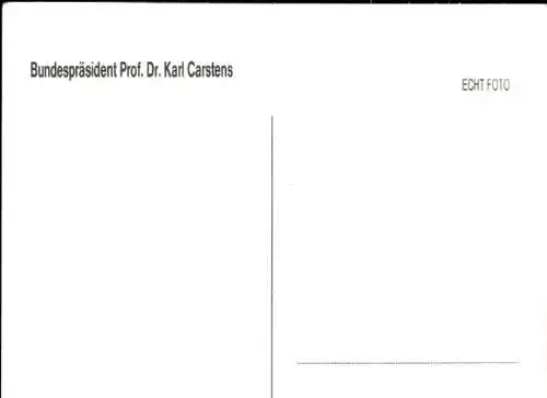 Ak Politiker Karl Carstens, ehem. Bundespräsident, Portrait, Autogramm