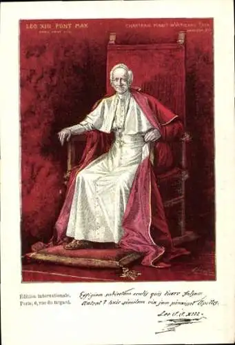 Künstler Ak Papst Leo XIII, Porträt