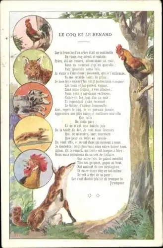 Ak Der Hahn und der Fuchs, Reklame, Sammlung Talon Le Gaulois