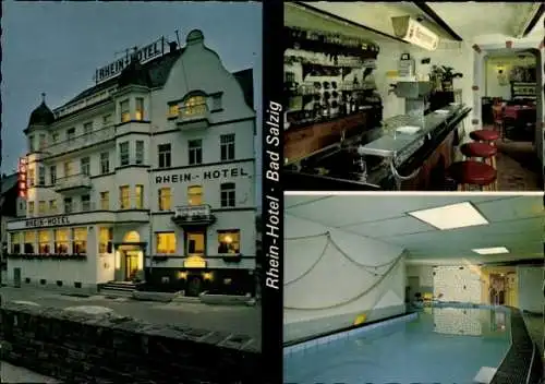 Ak Bad Salzig Boppard am Rhein, Rhein Hotel, Bar, Schwimmhalle