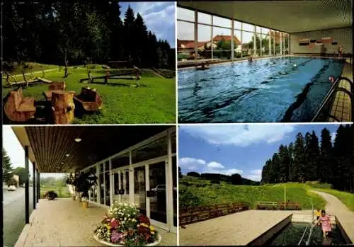 Ak Wittlensweiler Freudenstadt im Schwarzwald, Teilansichten, Schwimmhalle, Straßenpartie