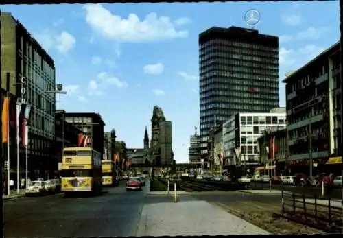 Ak Berlin Charlottenburg, Tauentzienstraße, Gedächtniskirche, Europa Center, Busse