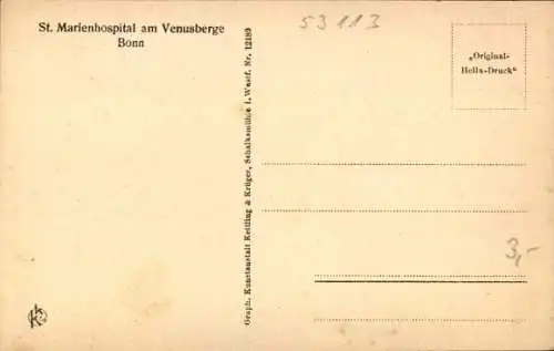 Ak Bonn am Rhein, St. Marienhospital, Venusberg