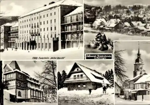 Ak Friedrichroda Thür. Wald, Gesamtansicht, Heuberghaus, Winter, FDGB Ferienheim Walter Ulbricht