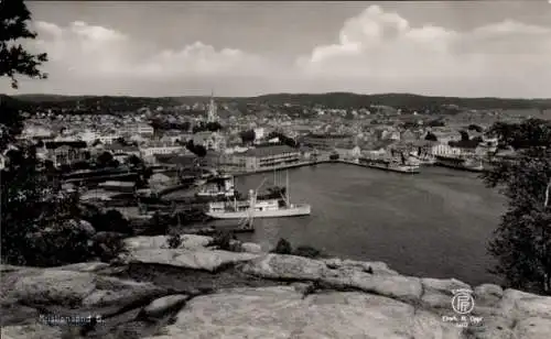 Ak Kristiansand Norwegen, Panorama mit Hafen