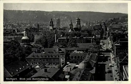Ak Stuttgart in Baden Württemberg, Blick vom Bahnhofsturm über die Stadt