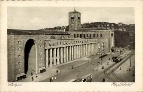 Ak Stuttgart am Neckar, Hauptbahnhof, Außenansicht, Vogelschau, Turm