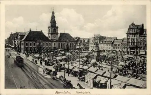 Ak Mannheim in Baden, Marktplatz