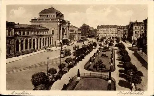 Ak Mannheim in Baden, Hauptbahnhof, Straßenbahnen