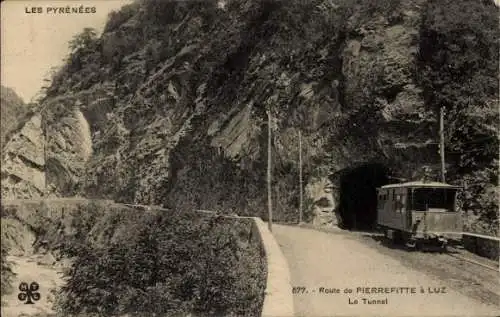 Ak Route de Pierrefitte a Luz, Tunnel, Chemin de fer