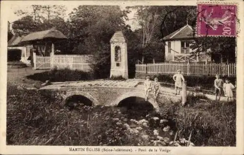 Ak Martin Eglise Seine Maritime, Pont de la Vierge, Kinder