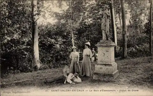 Ak Saint Valery en Caux Seine Maritime, Bois d'Etennemare, Statue de Diane