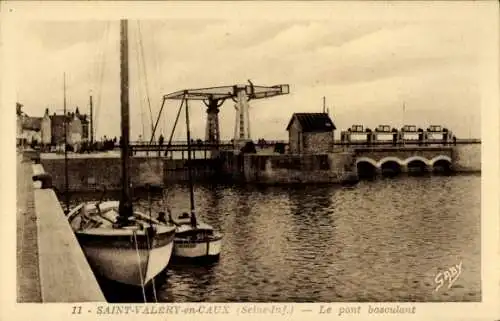 Ak Saint Valery en Caux Seine Maritime, Le Pont basculant