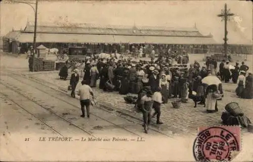 Ak Le Tréport Seine Maritime, Fischmarkt