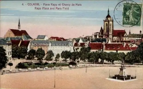 Ak Colmar Kolmar Alsace Haut Rhin, Place Rapp, Champ de Mars