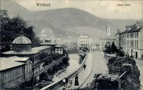 Ak Bad Wildbad im Schwarzwald, Obere Stadt, Fluss