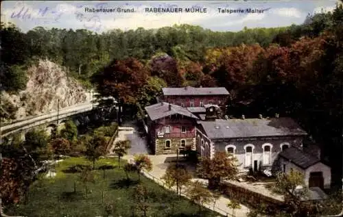 Ak Rabenau im Erzgebirge, Rabenauer Grund, Rabenauer Mühle, Talsperre Malter, H Englers Karte