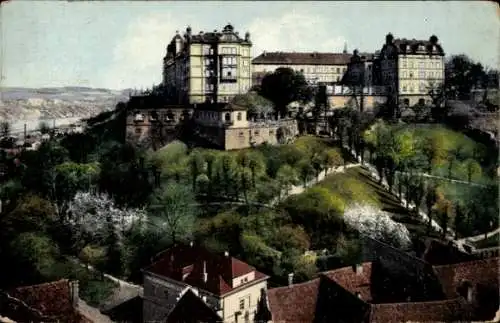 Ak Pirna in Sachsen, Blick zum Schloss Sonnenstein, Berg