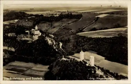 Ak Bad Kösen Naumburg an der Saale, Rudelsburg, Saaleck, Fliegeraufnahme