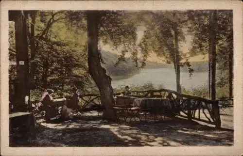 Ak Mölln im Herzogtum Lauenburg, Schmalsee von der Waldhalle aus, Terrasse