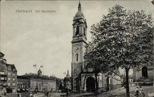 Ak Lutherstadt Eisenach in Thüringen, Marktplatz, Turm