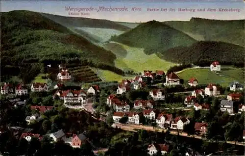 Ak Wernigerode am Harz OT Nöschenrode, Partie bei der Harburg und dem Kreuzberg