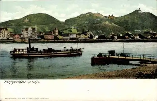Ak Königswinter am Rhein, Panorama, Fähre