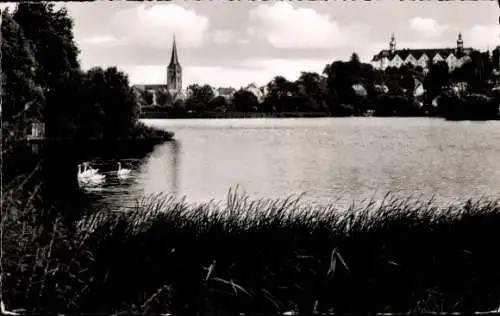 Ak Plön am See Holstein, Schloss, See, Schwäne, Turm