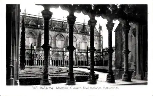 Ak Batalha Portugal, Mosteiro, Claustro Real colunas manuelinas