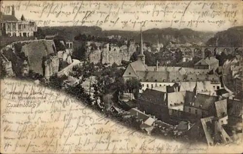 Ak Luxemburg, Rochers du Bock et Münsterkirche