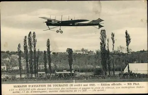 Ak Touraine Aviation Week 1910, Kuller, Antoinette Monoplane